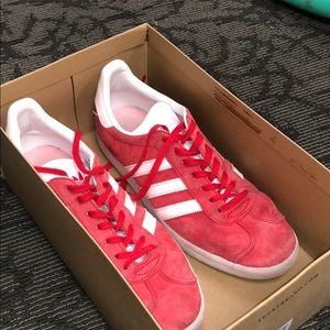 BARELY WORN bright red adidas gazelles!